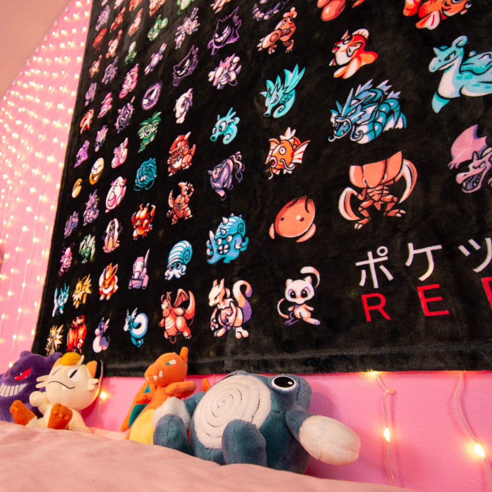 pokemon gen 1 Kanto all 151 pokemon Throw Blanket - Versiris - Art by Versiris