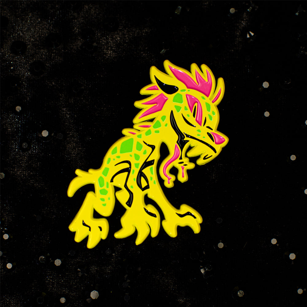 Neon Cryptids Chupacabra Enamel Pin - Versiris - Art by Versiris