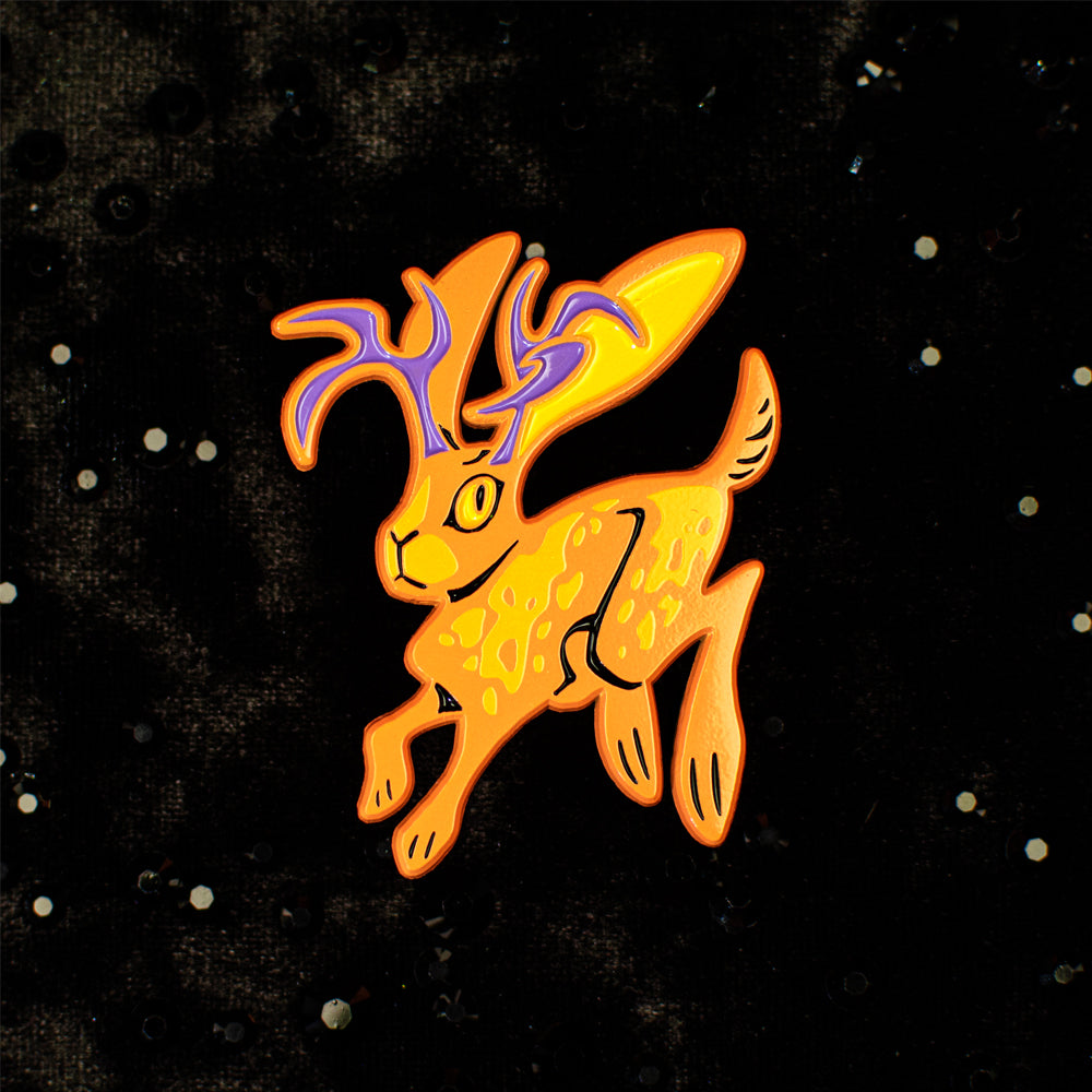 Neon Cryptids Jackalope Enamel Pin - Versiris - Art by Versiris