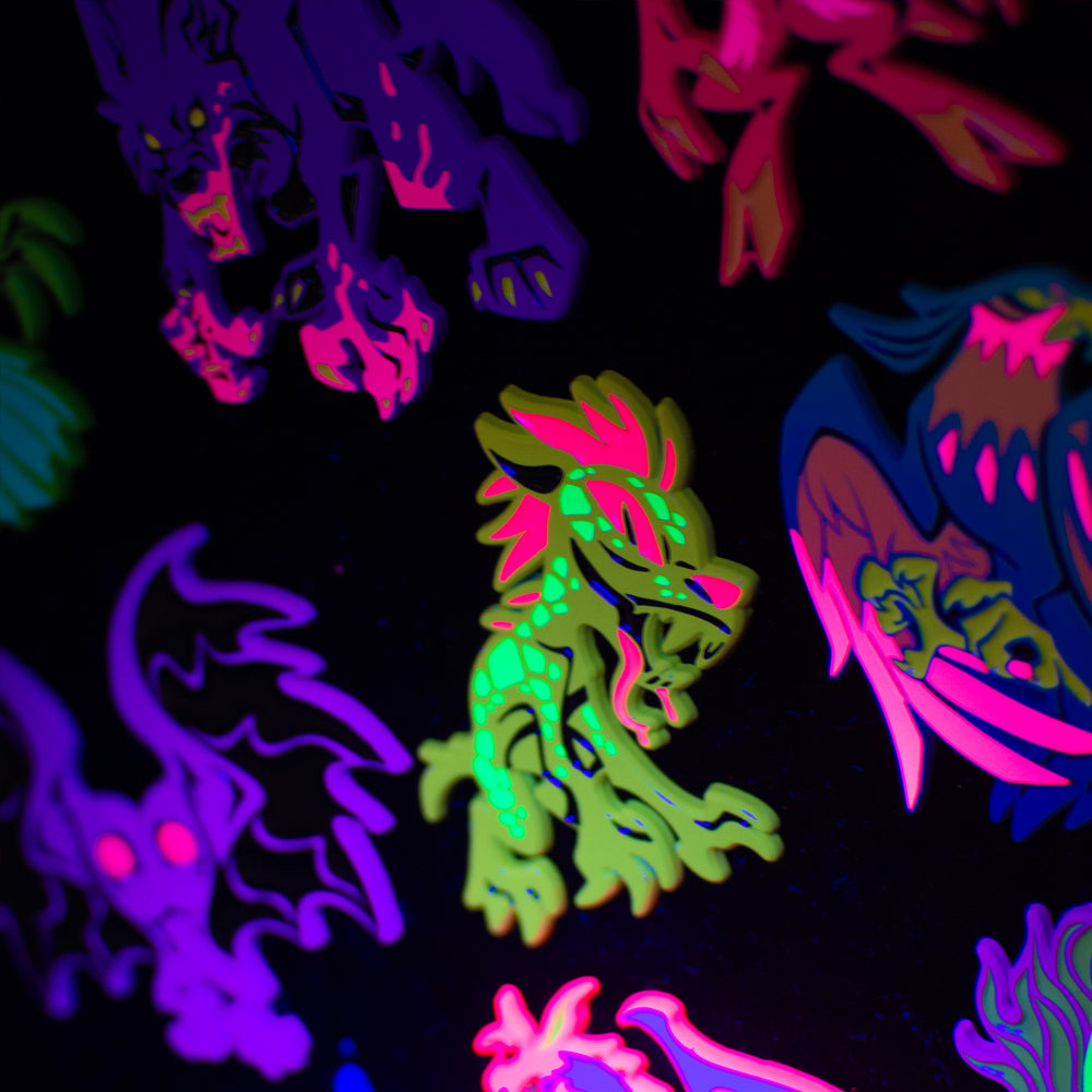 Neon Cryptids Chupacabra Enamel Pin - Versiris - Art by Versiris