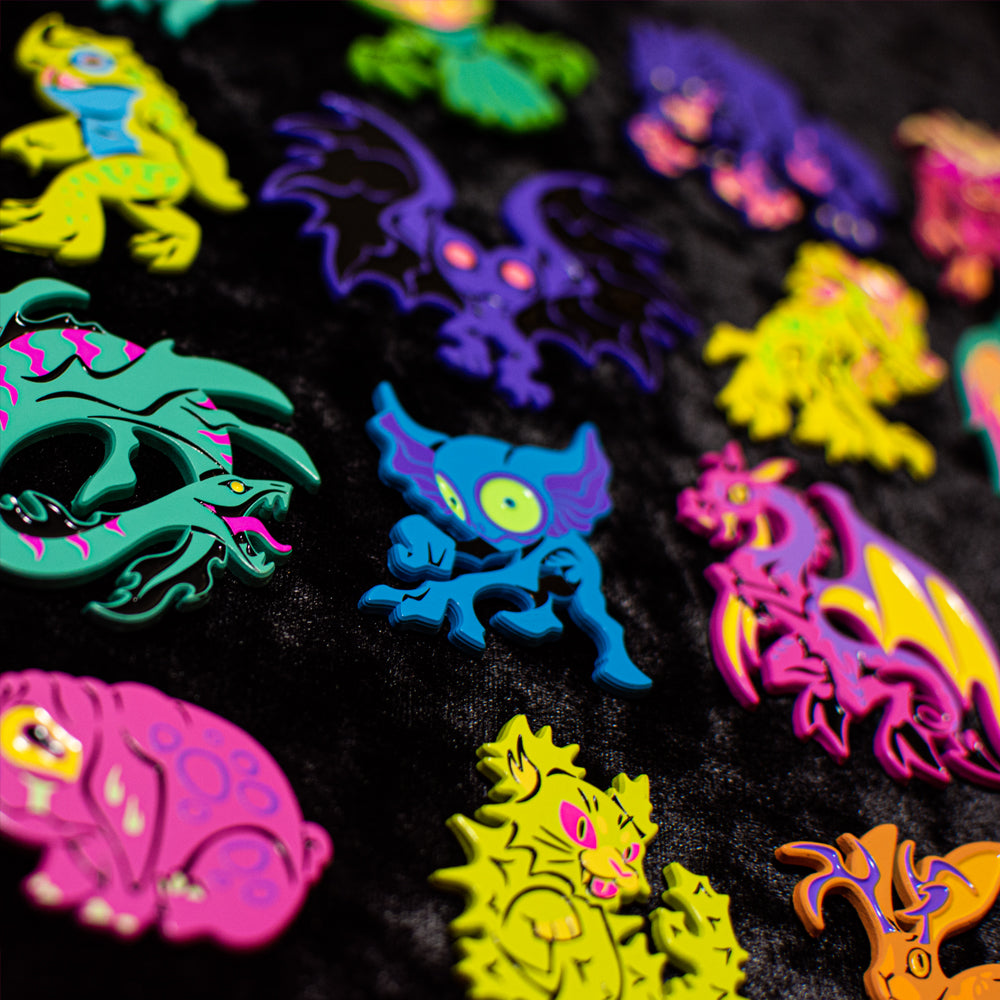 Neon Cryptids Cactus Cat Enamel Pin - Versiris - Art by Versiris