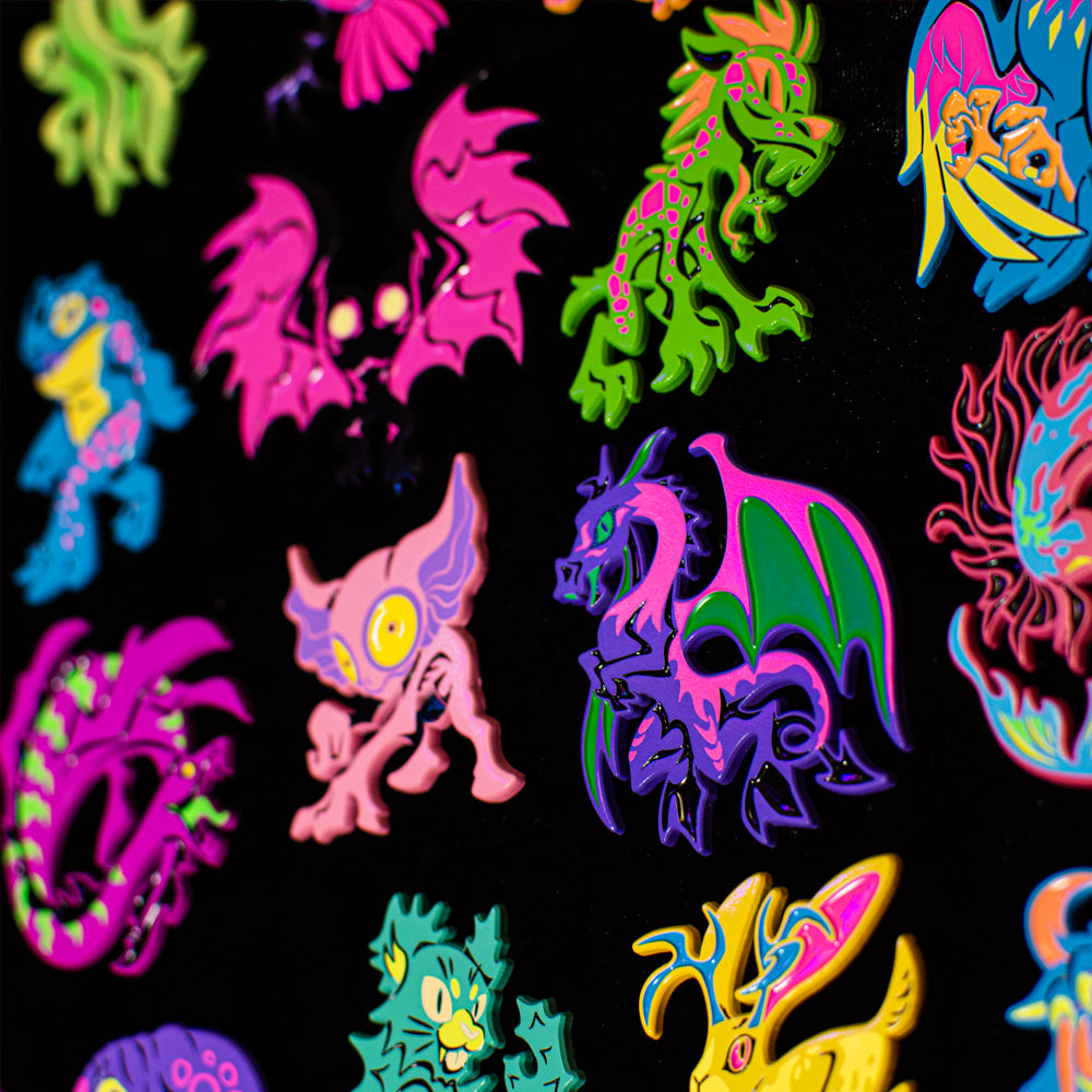 Neon Cryptids LIMITED EDITION Enamel Pin Set - Versiris - Art by Versiris