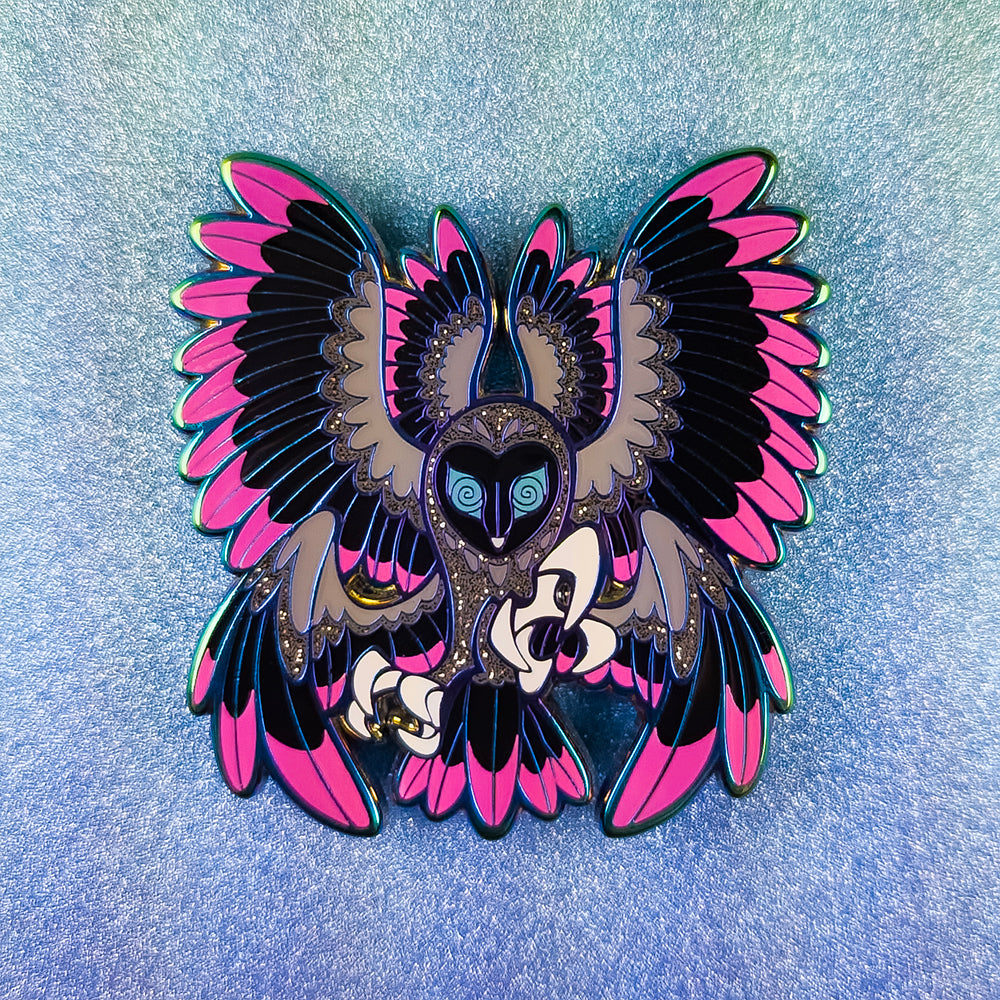 Ghost Wings Owl Enamel Pin - Versiris - Art by Versiris