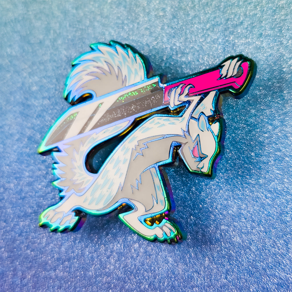 Edgy Rodent Knife Squirrel Enamel Pin - Versiris - Art by Versiris