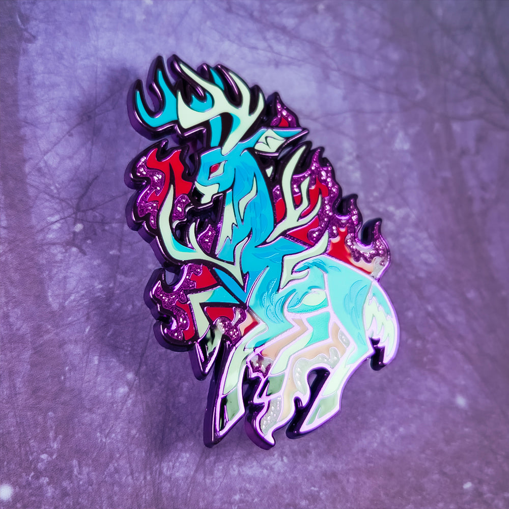 Burning Antlers Deer Enamel Pin - Versiris - Art by Versiris