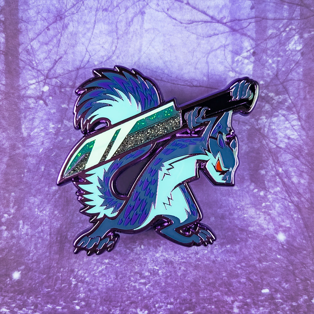 Edgy Rodent Knife Squirrel Enamel Pin - Versiris - Art by Versiris