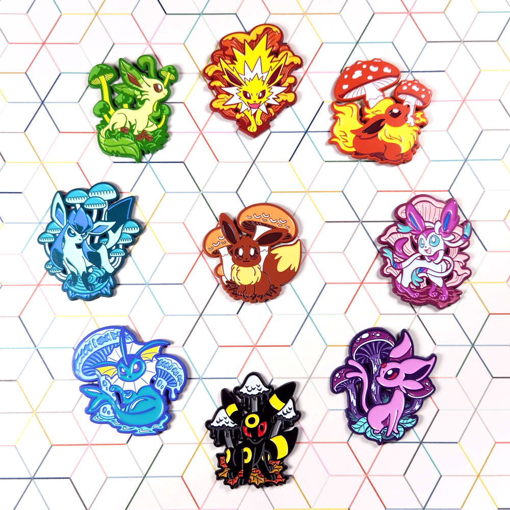 Mushroom Eevolutions Enamel Pin Set ( 9 pins ) - Versiris - Art by Versiris