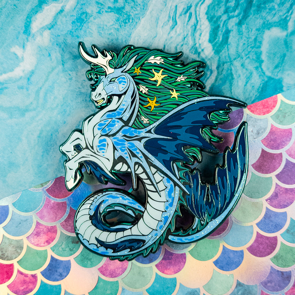 Hippocampus Enamel Pin [ Seafoam Rider ]