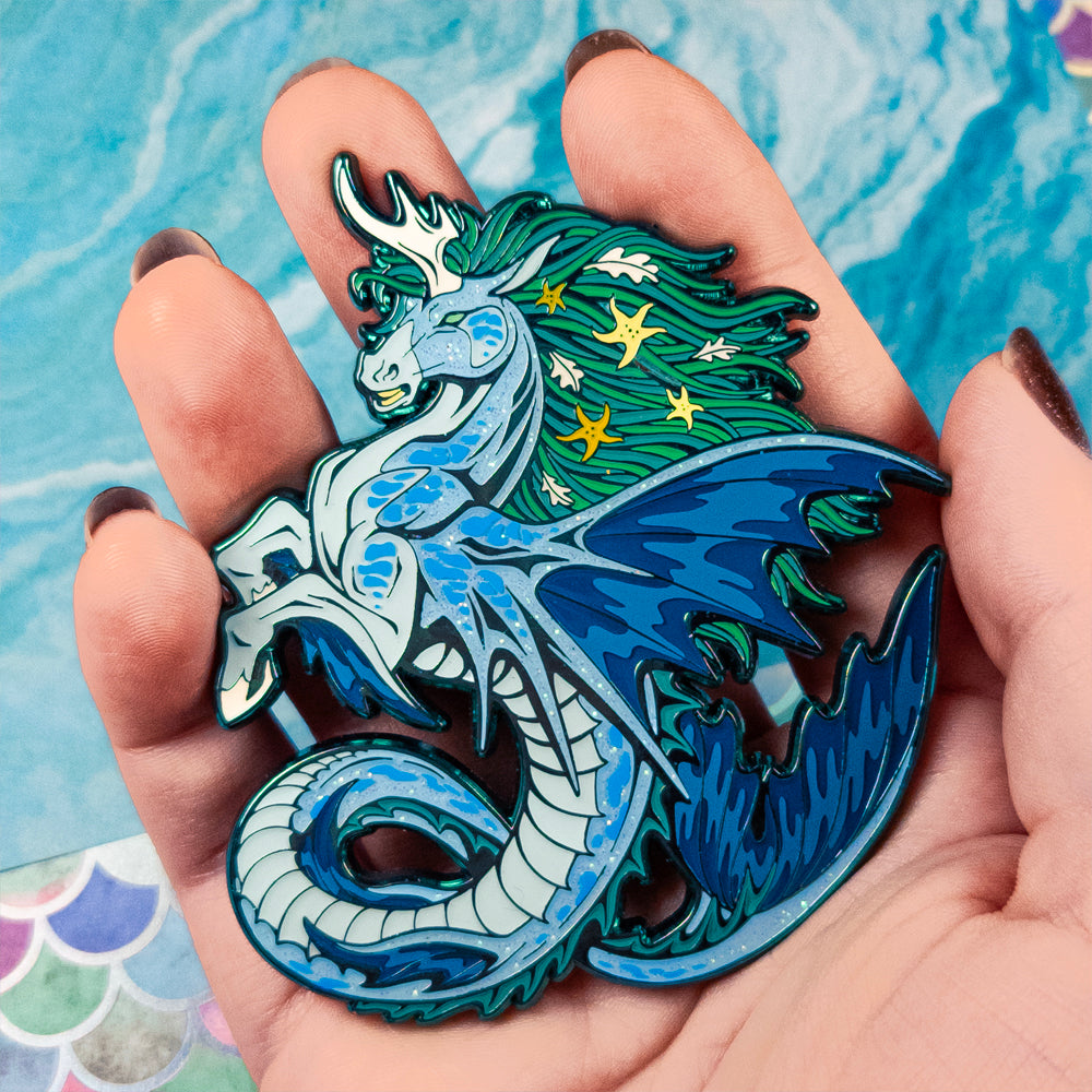 Hippocampus Enamel Pin [ Seafoam Rider ]