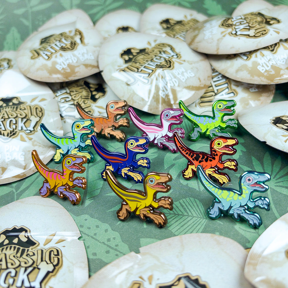 Jurassic Attack! Blind Bag Compsognathus Enamel Pin - Versiris - Art by Versiris