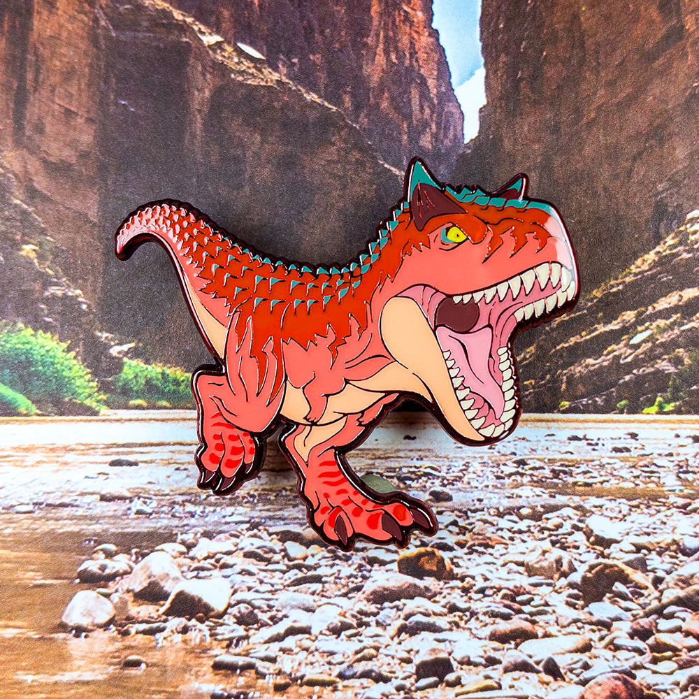 Jurassic Attack! Carnotaurus Enamel Pin - Versiris - Art by Versiris