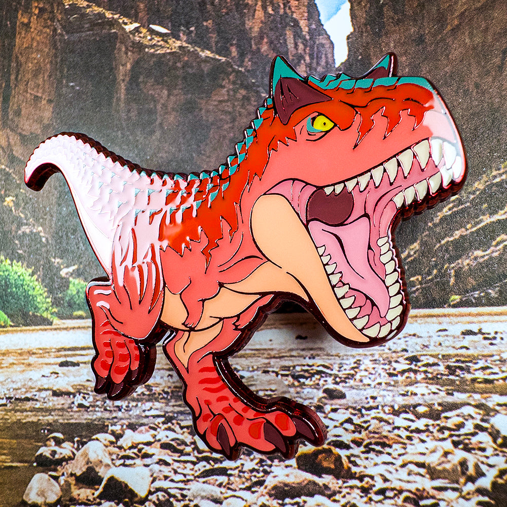 Jurassic Attack! Carnotaurus Enamel Pin - Versiris - Art by Versiris