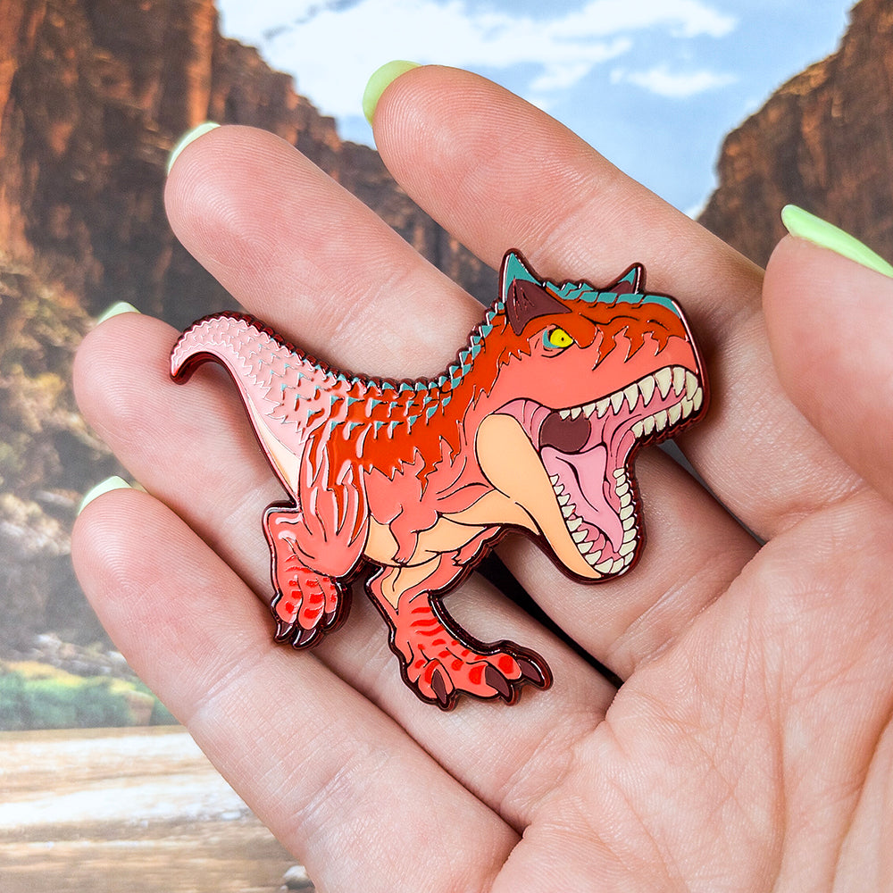 Jurassic Attack! Carnotaurus Enamel Pin - Versiris - Art by Versiris