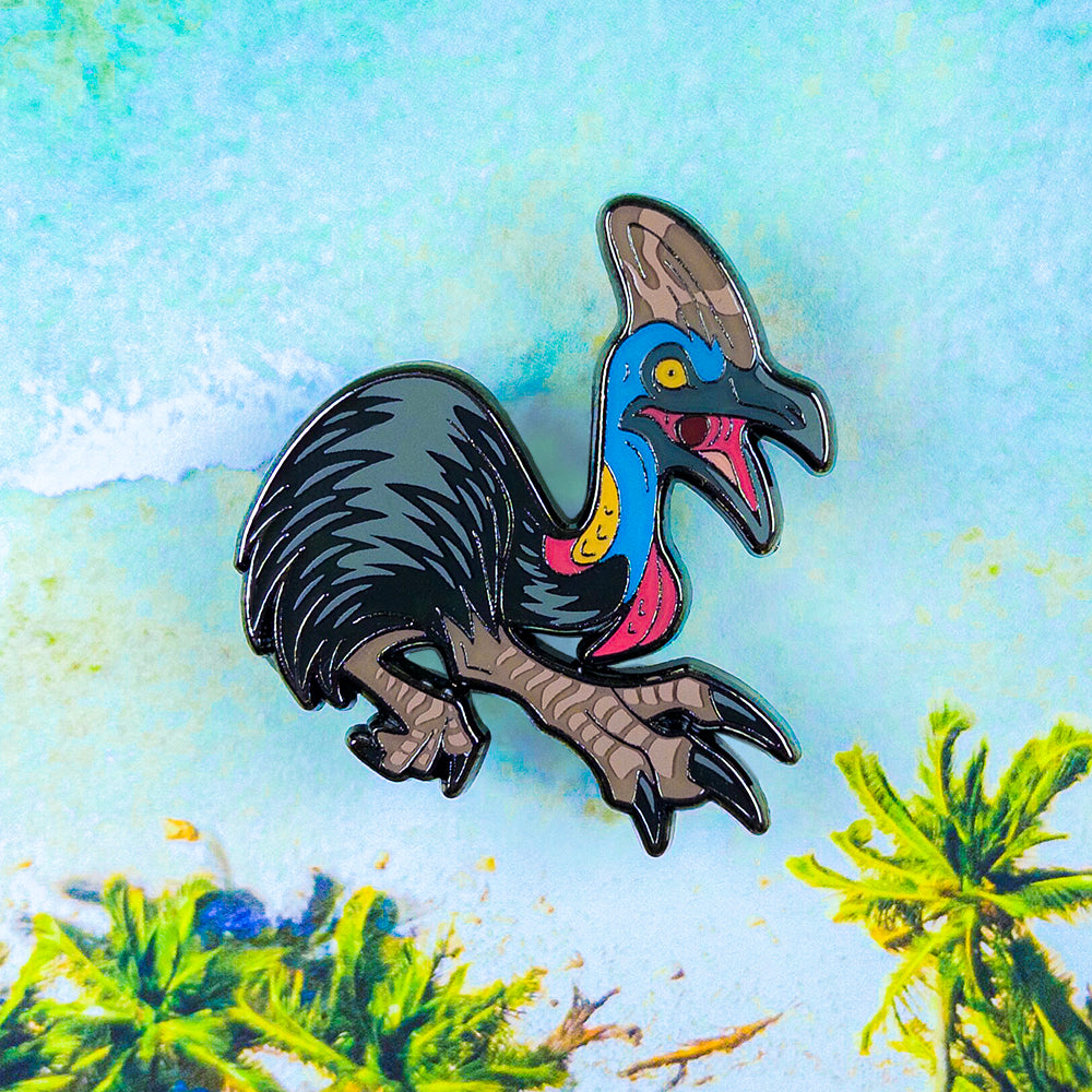 Jurassic Attack! Cassowary Enamel Pin - Versiris - Art by Versiris
