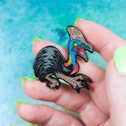 Jurassic Attack! Cassowary Enamel Pin - Versiris - Art by Versiris