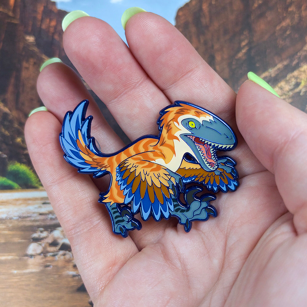 Jurassic Attack! Deinonychus Enamel Pin - Versiris - Art by Versiris