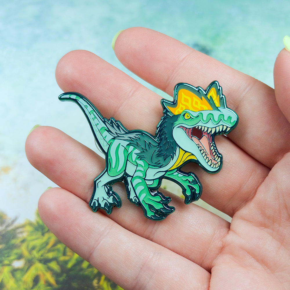 Jurassic Attack! Dilophosaurus Enamel Pin - Versiris - Art by Versiris