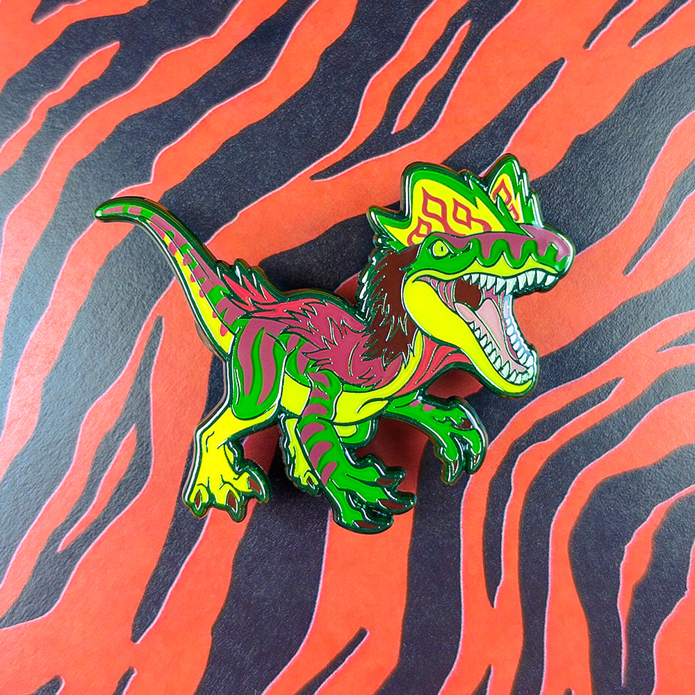 Jurassic Attack! Dilophosaurus Enamel Pin - Versiris - Art by Versiris