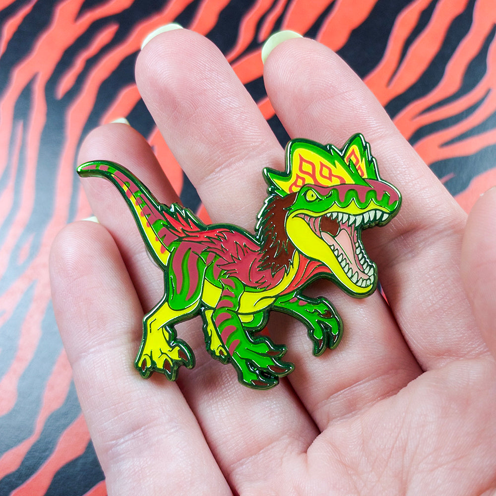 Jurassic Attack! Dilophosaurus Enamel Pin - Versiris - Art by Versiris