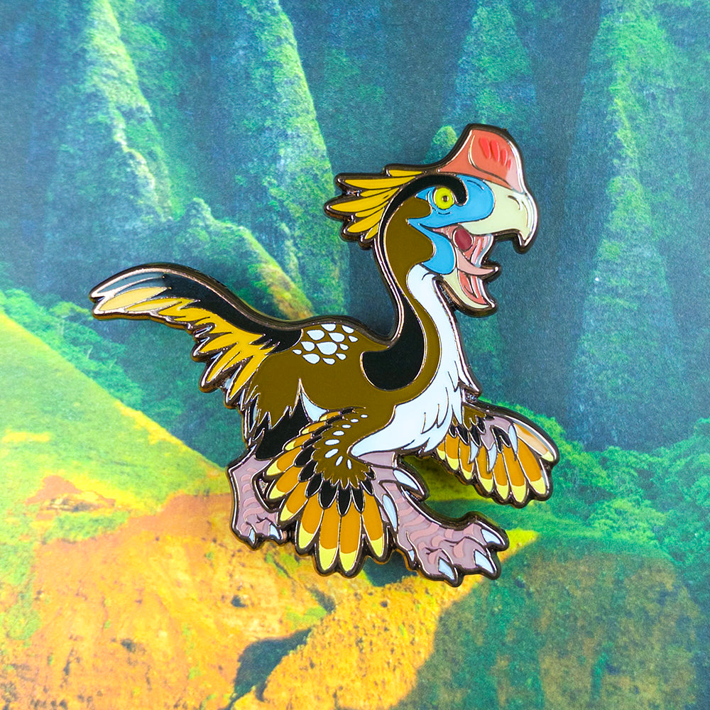 Jurassic Attack! Gigantoraptor Enamel Pin - Versiris - Art by Versiris