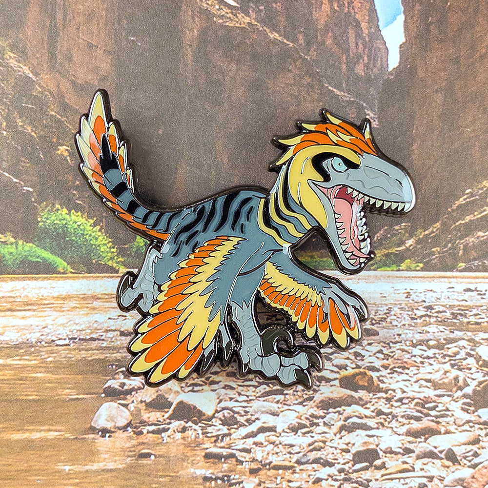Jurassic Attack! Utahraptor Rex Enamel Pin - Versiris - Art by Versiris