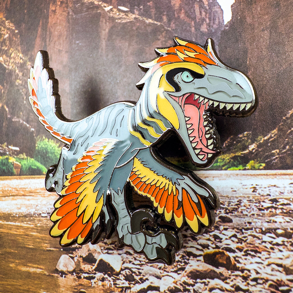 Jurassic Attack! Utahraptor Rex Enamel Pin - Versiris - Art by Versiris
