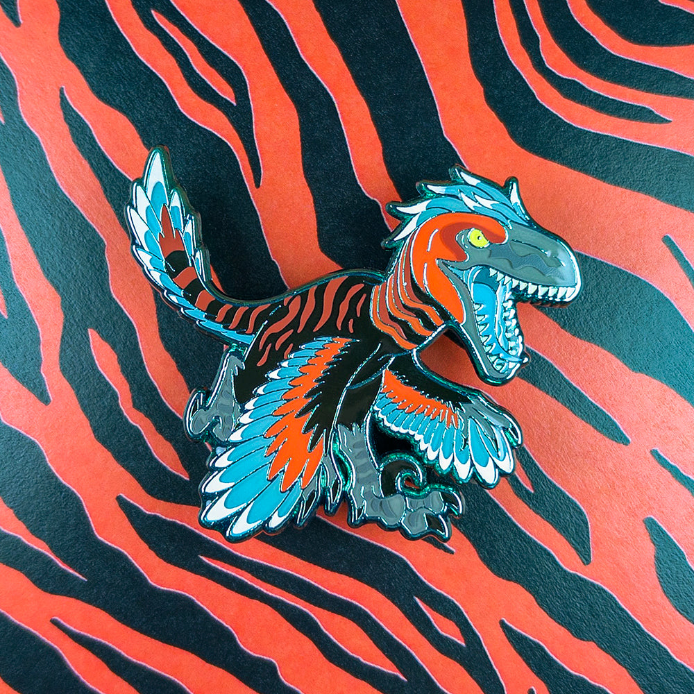Jurassic Attack! Utahraptor Rex Enamel Pin - Versiris - Art by Versiris