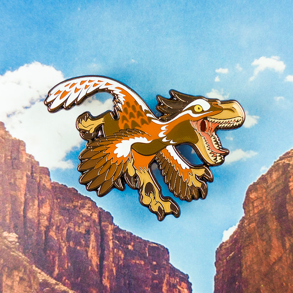 Jurassic Attack! Velociraptor Rex Enamel Pin - Versiris - Art by Versiris