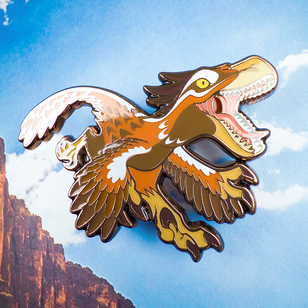 Jurassic Attack! Velociraptor Rex Enamel Pin - Versiris - Art by Versiris