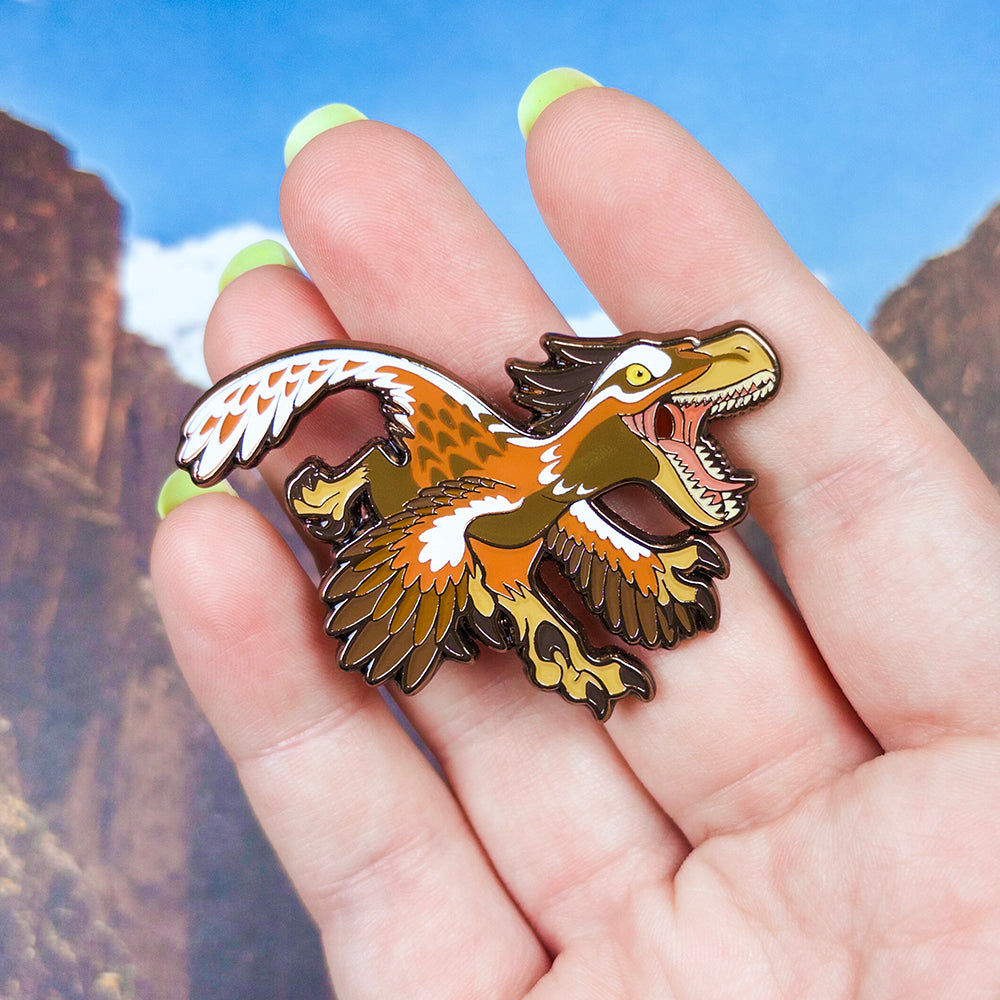 Jurassic Attack! Velociraptor Rex Enamel Pin - Versiris - Art by Versiris