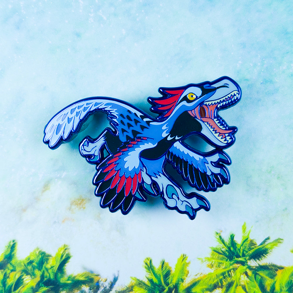 Jurassic Attack! Velociraptor Rex Enamel Pin - Versiris - Art by Versiris
