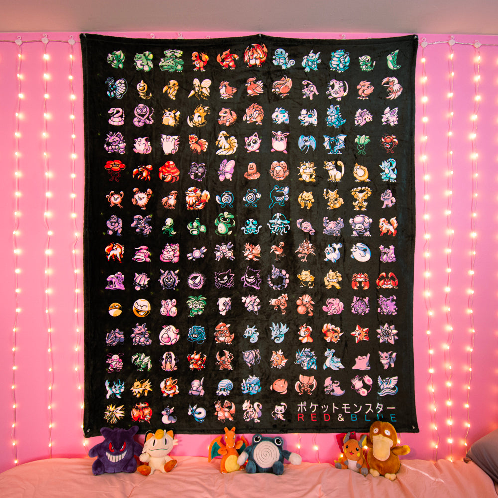 pokemon gen 1 Kanto all 151 pokemon Throw Blanket - Versiris - Art by Versiris