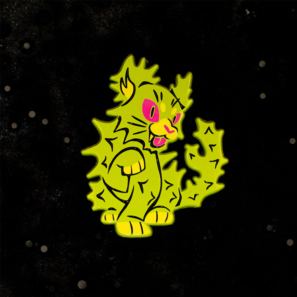 Neon Cryptids Cactus Cat Enamel Pin - Versiris - Art by Versiris