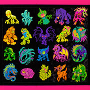 Neon Cryptids Jersey Devil Enamel Pin - Versiris - Art by Versiris
