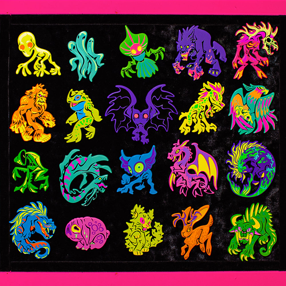 Neon Cryptids Enamel Pin Set