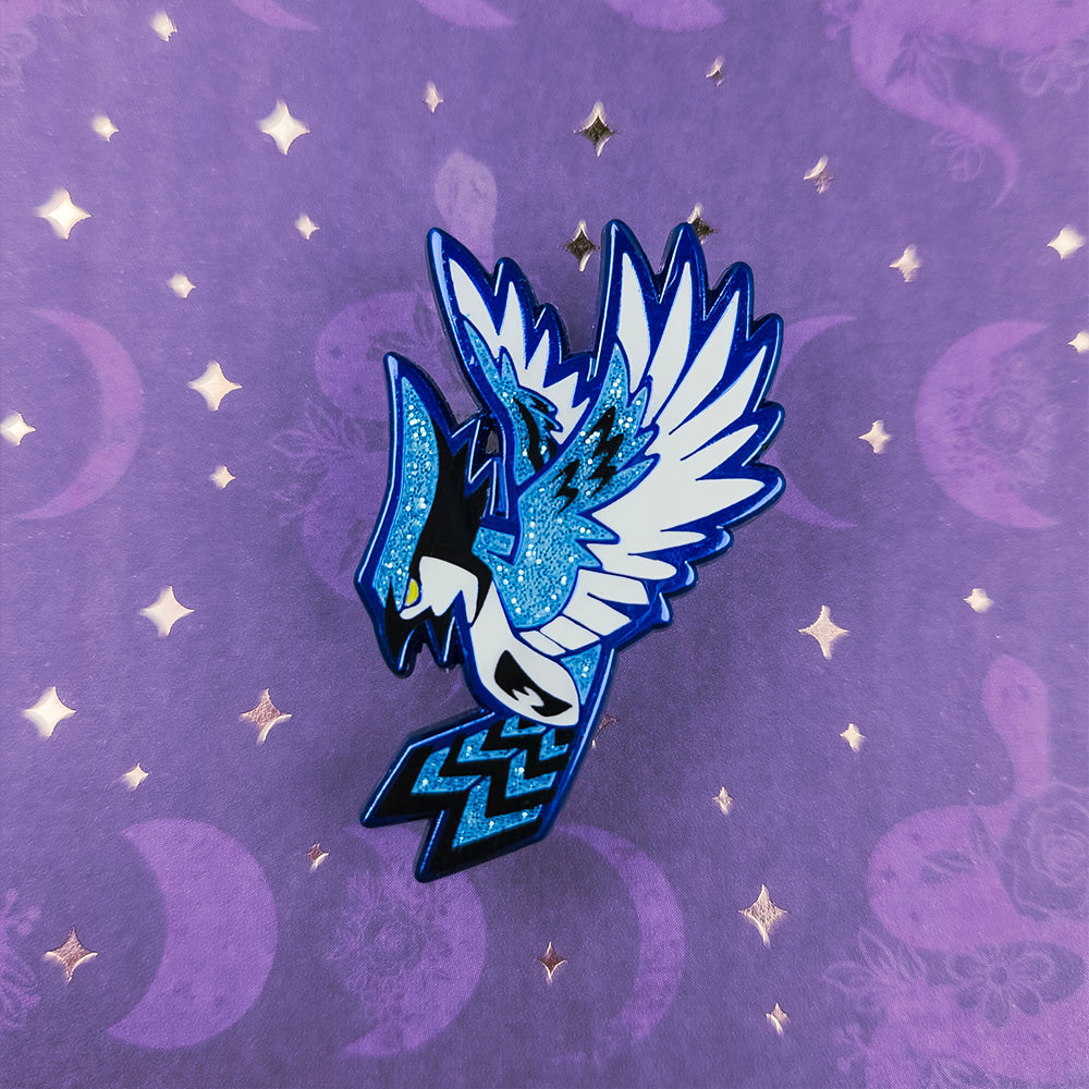 Raging Jay Enamel Pin