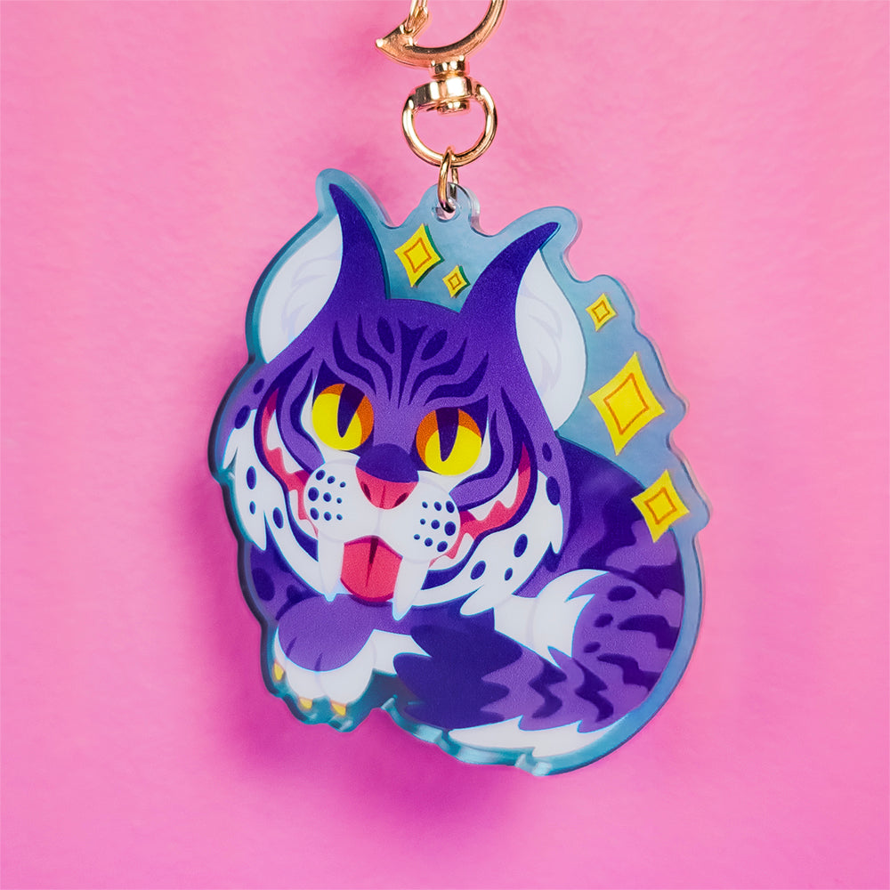 Cheshire Grin Bobcat Keychain