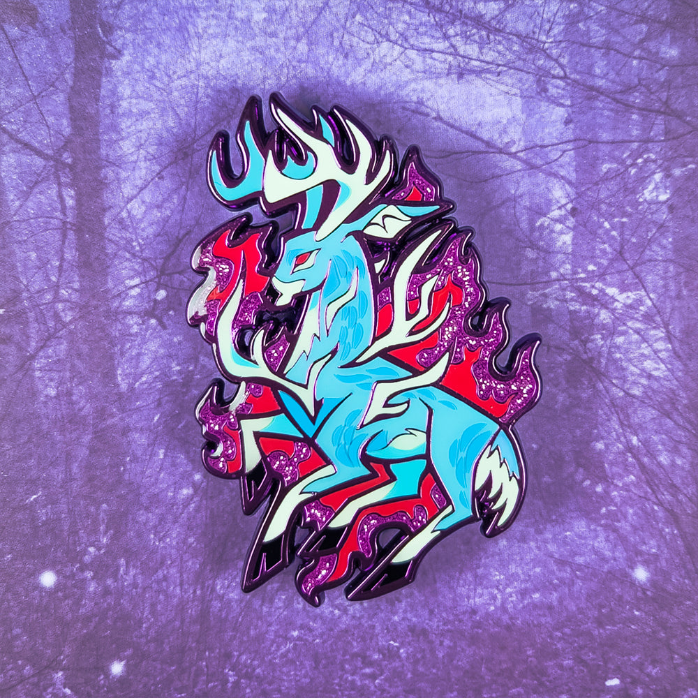 Burning Antlers Deer Enamel Pin