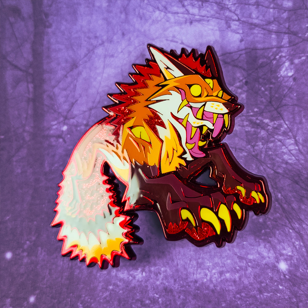 Two-Faced Trickster Fox Enamel Pin - Versiris - Art by Versiris