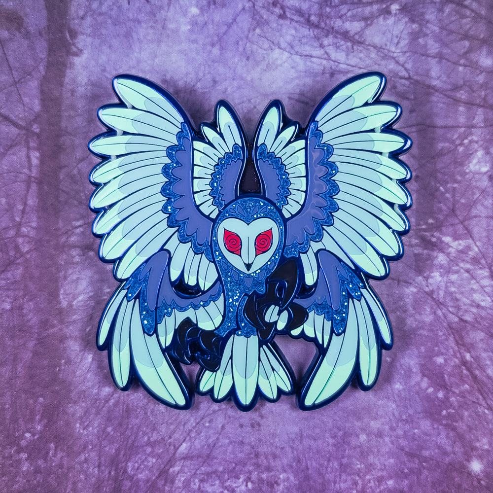 Ghost Wings Owl Enamel Pin - Versiris - Art by Versiris