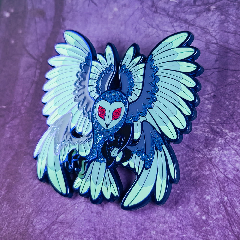 Ghost Wings Owl Enamel Pin - Versiris - Art by Versiris