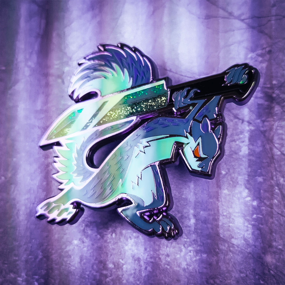 Edgy Rodent Knife Squirrel Enamel Pin - Versiris - Art by Versiris