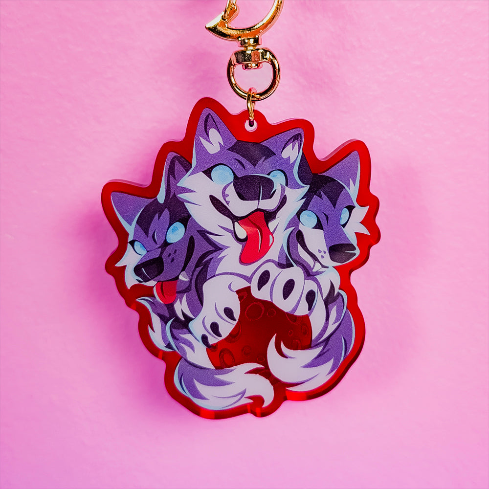 Three Wolf Moon Keychain - Versiris - Art by Versiris
