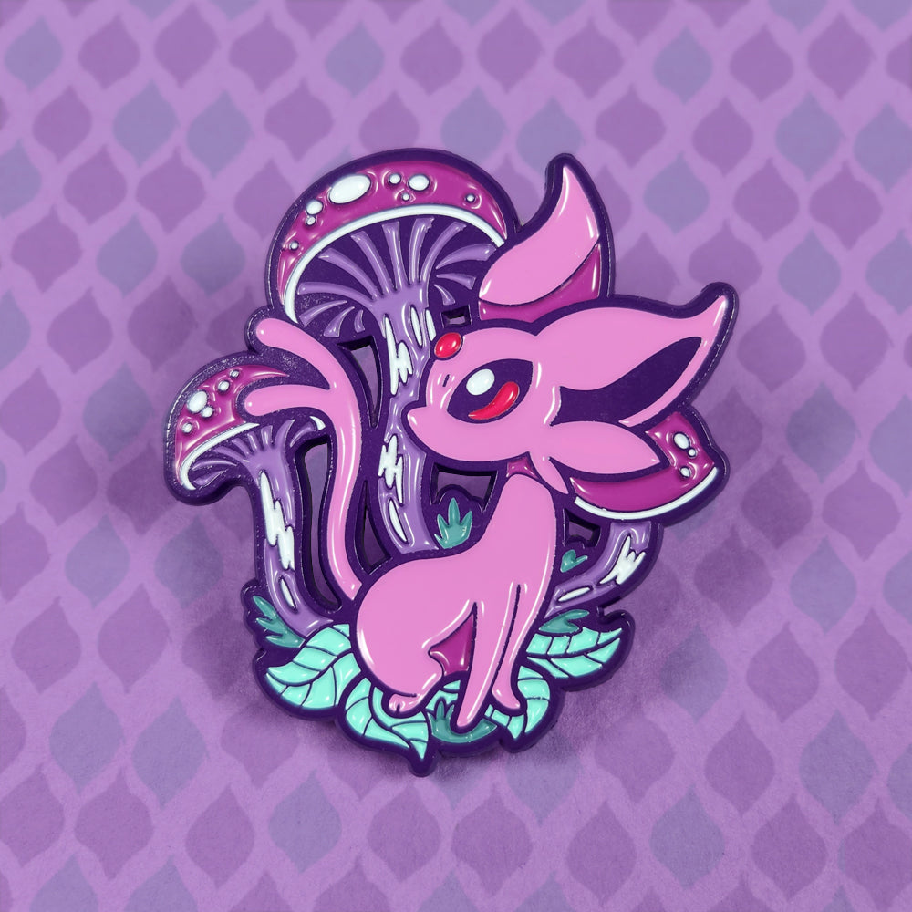 Espeon Mushroom Enamel Pin - Versiris - Art by Versiris
