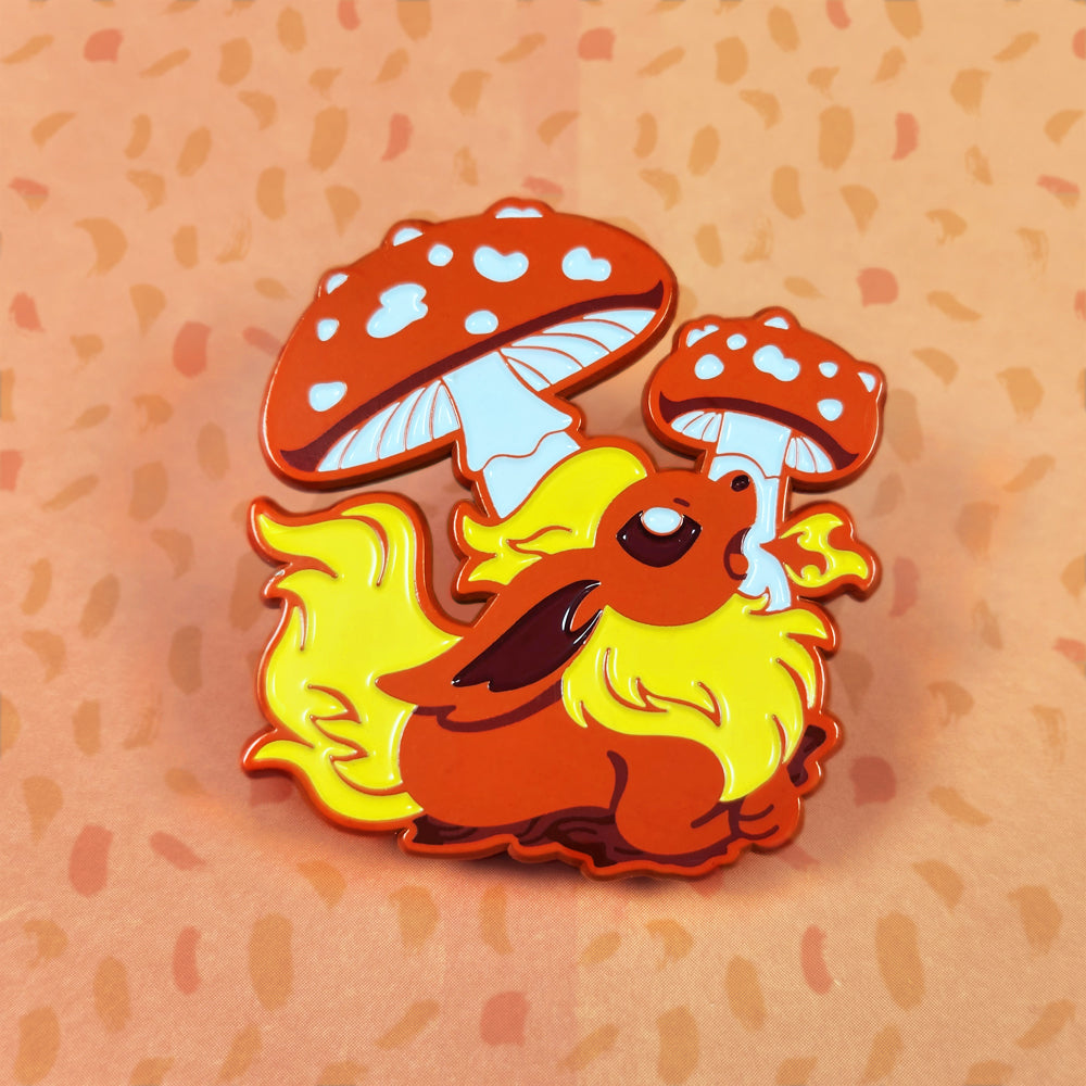 Flareon Mushroom Enamel Pin - Versiris - Art by Versiris