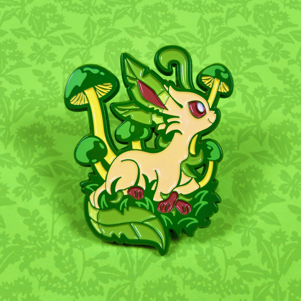 Leafeon Mushroom Enamel Pin - Versiris - Art by Versiris