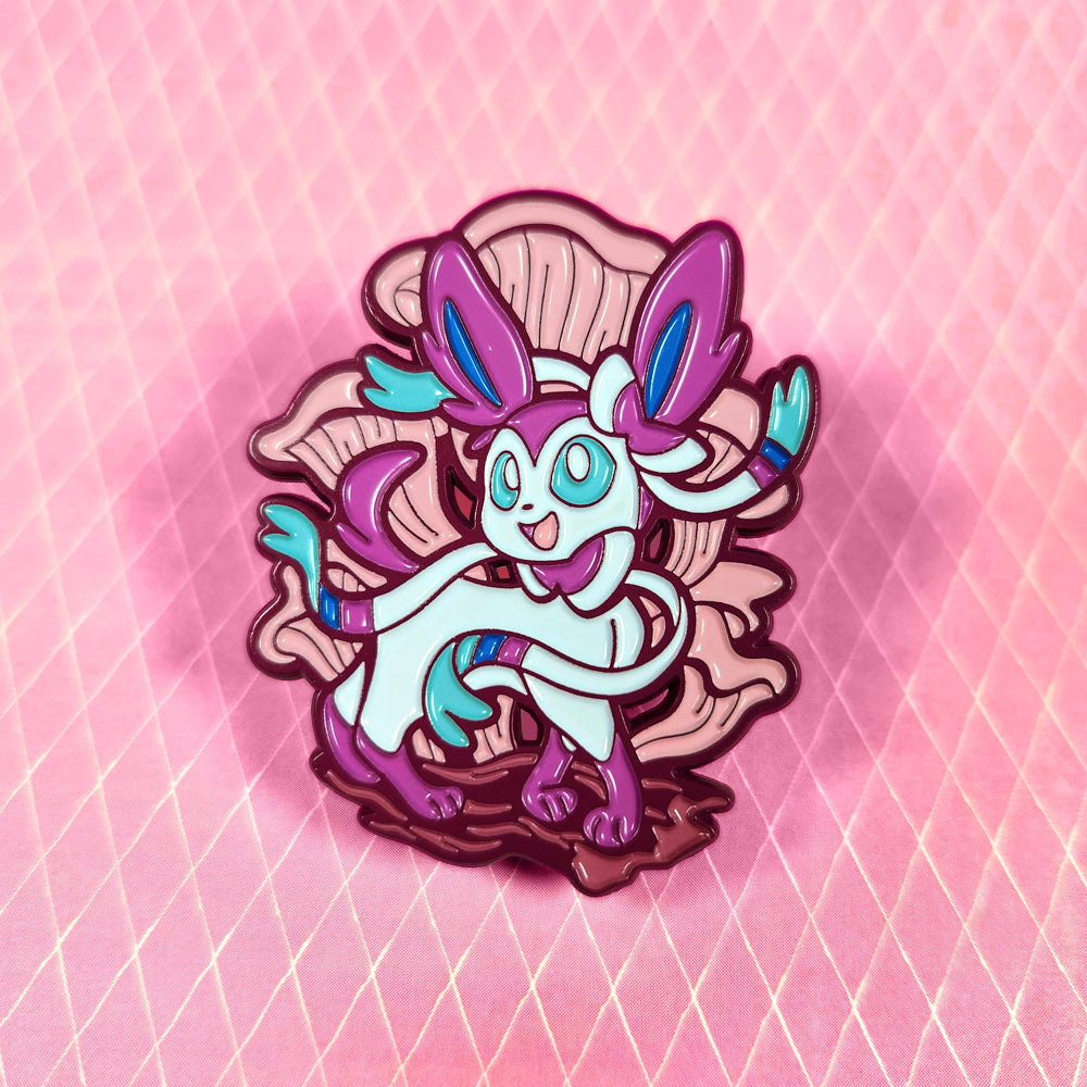 Sylveon Mushroom Enamel Pin - Versiris - Art by Versiris