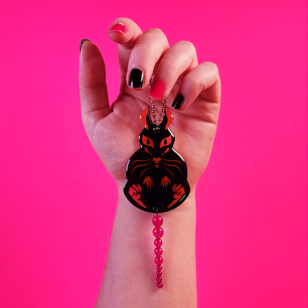 That Rat Keychain - Black Rat with Handmade Bead Tail